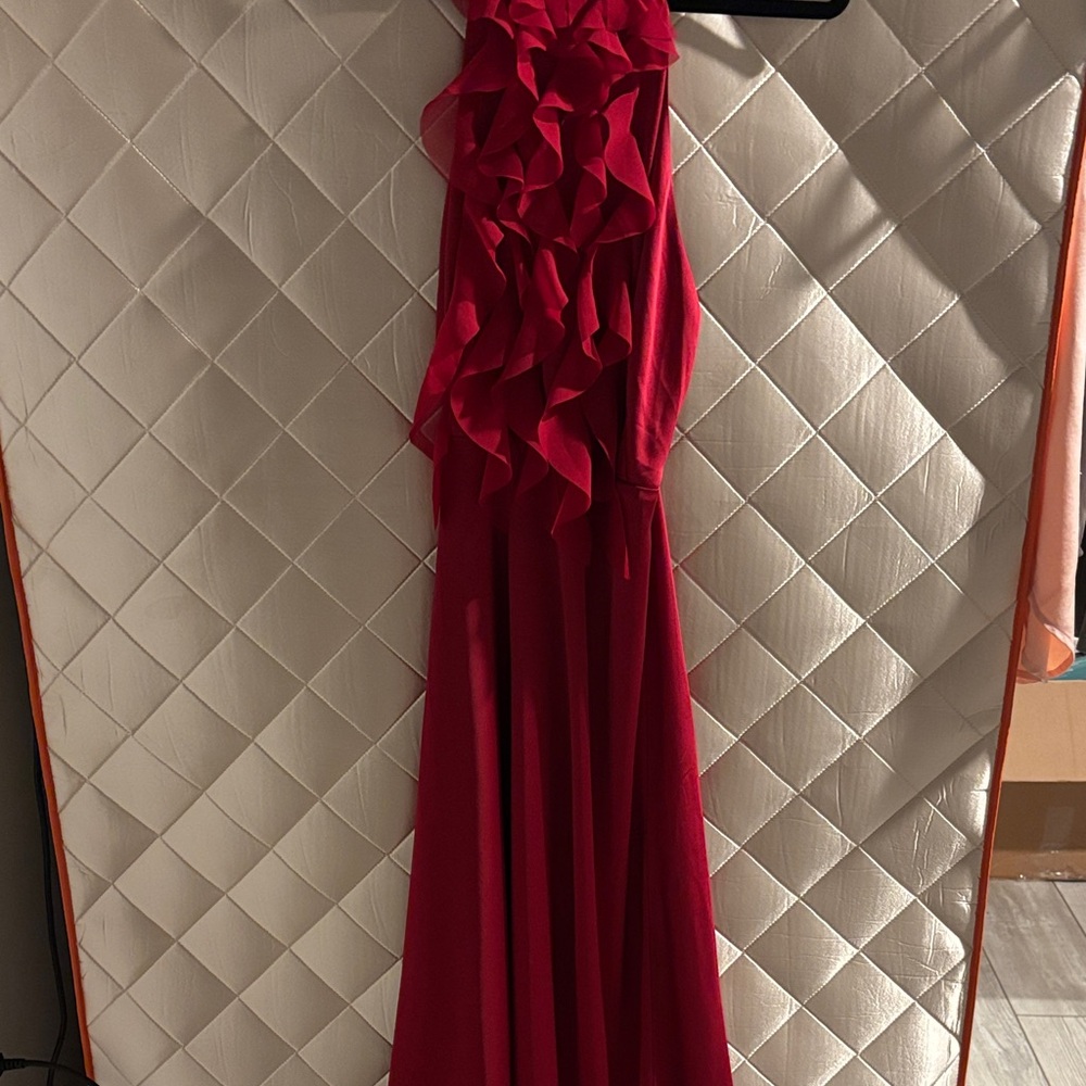 White House Black Market Red Maxi Dress with Ruffles